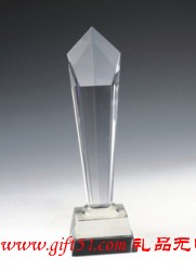 專業定做五角斜面水晶獎杯