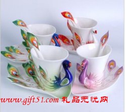 孔雀杯琺瑯瓷咖啡杯