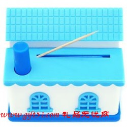 煙囪小屋手按自動(dòng)牙簽盒 新奇趣味禮品