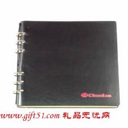 黑色活頁(yè)圈油邊記事本定做