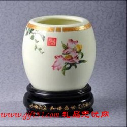 紅運芍藥旋轉筆筒定制