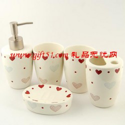 愛心陶瓷衛浴五件套/衛浴用品套件