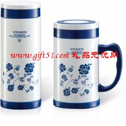 青花雅趣骨瓷杯,陶瓷杯定制,保溫杯定做