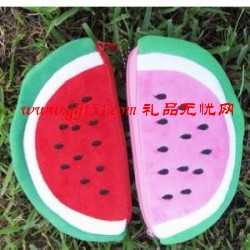 西瓜毛絨錢包,零錢包,收納包定做