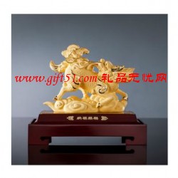 絨沙金招財麒麟擺件
