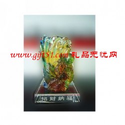 招財納福琉璃筆筒