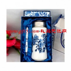 辦公商務青花保溫杯套裝