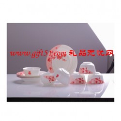 紅梅報春新品骨質瓷餐具套裝