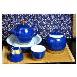 藍晶靈壺承鎏金茶具5件套